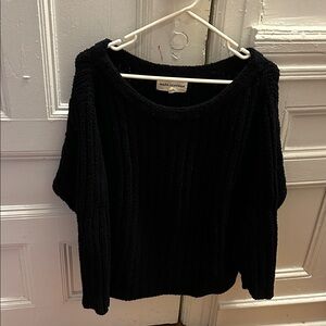 Mara Hoffman Black Ribbed Crew Neck Sweater